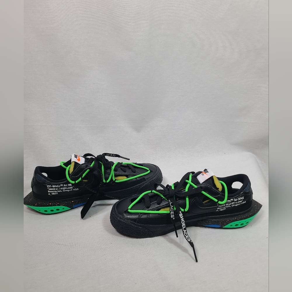 Nike Blazer Low x Off-White ‘77 Black Electro Green Mens Size 6.5 unisex  NWOB